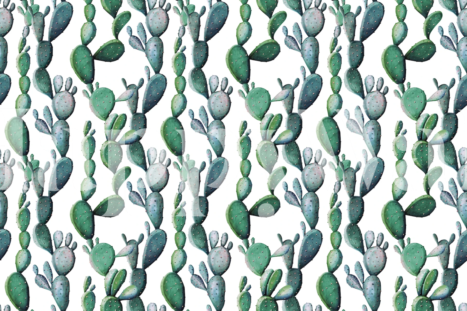 Papier peint Green cactus II dans une pièce