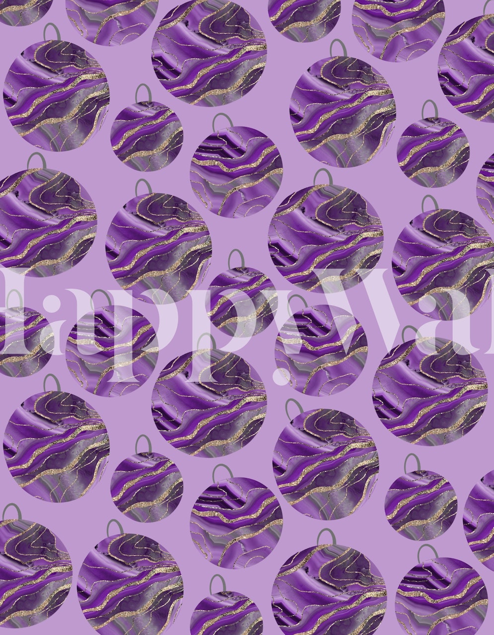 Boules de Noël avec des tourbillons scintillants sur fond violet