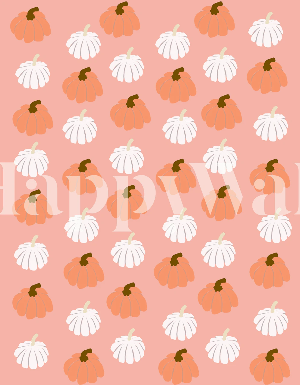 Pattern of orange and white pumpkins on a pink background wallpaper