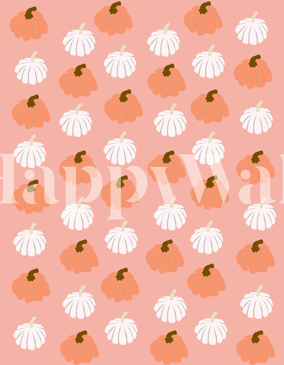 Naklejka ścienna z pomarańczowym i białym wzorem dyni na rumianym tle