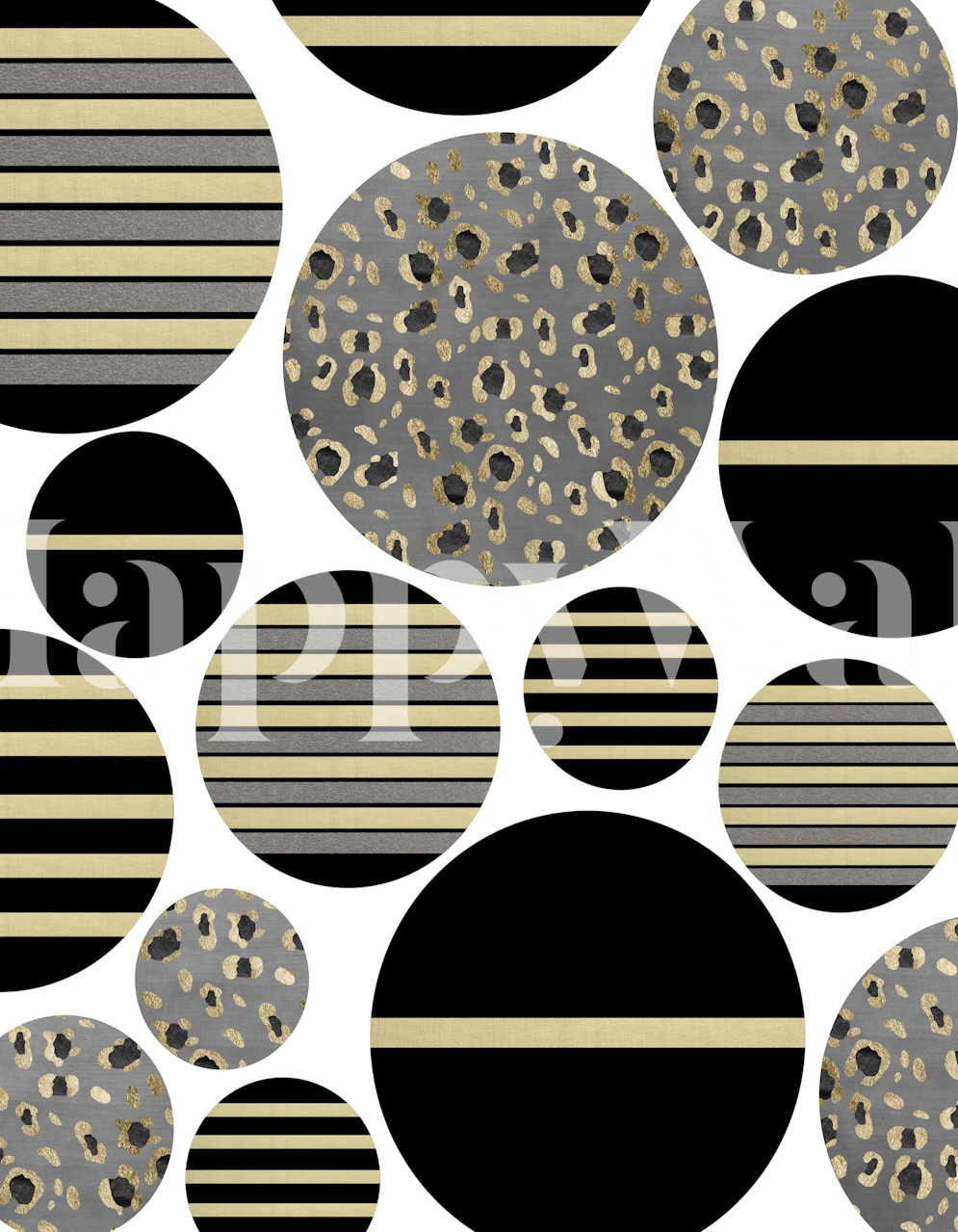 Striped and patterned Christmas balls wall mural design