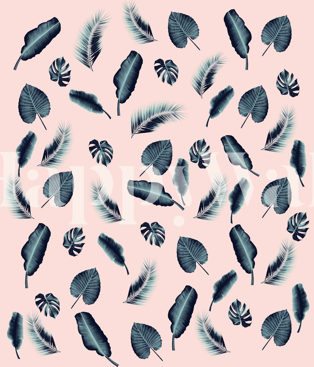 Tropical jungle leaf pattern on pink background wallpaper