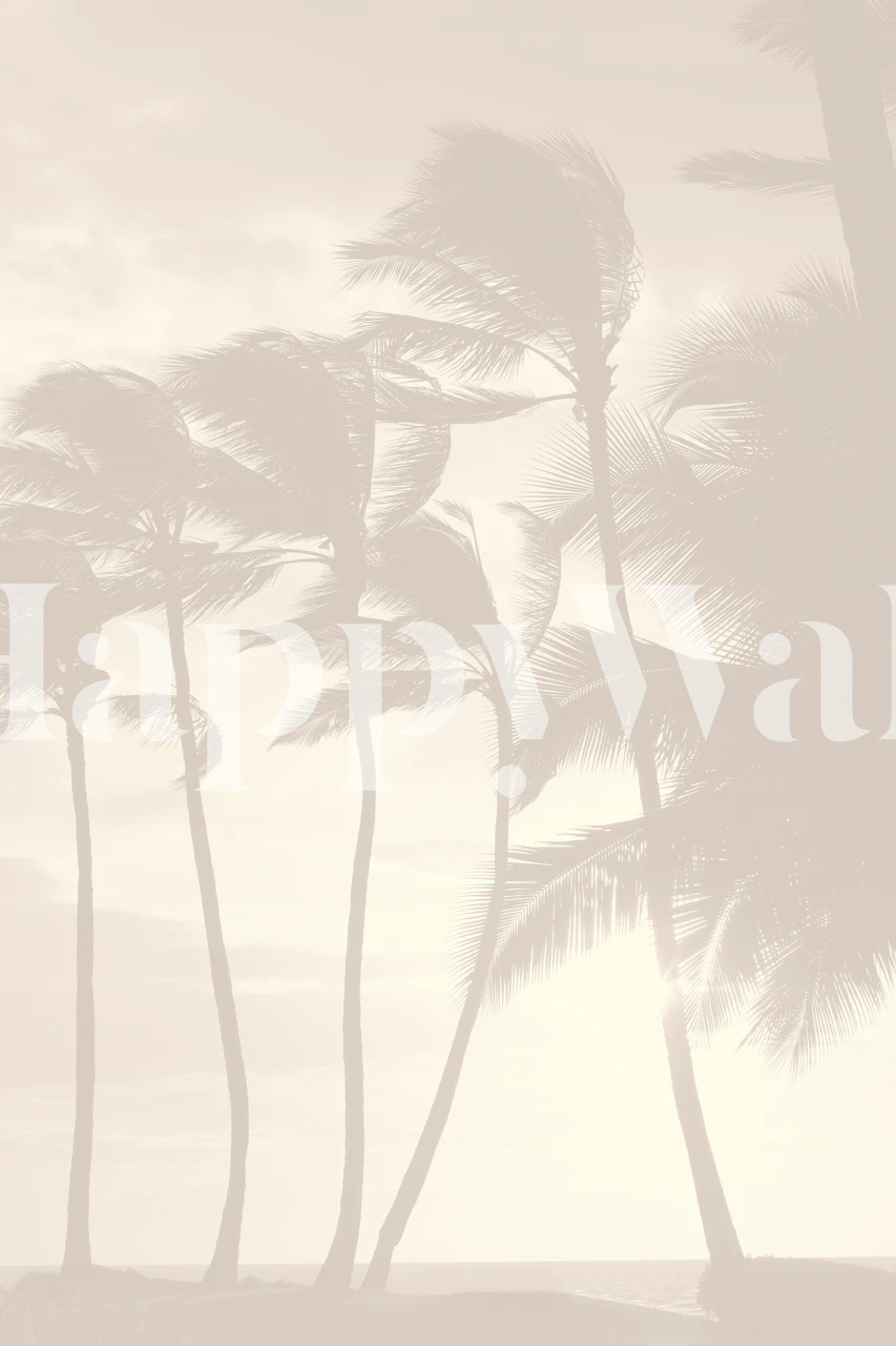 Tapetti Sunset Palms Hawaii Beige huoneessa