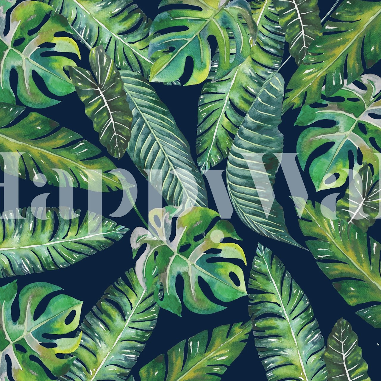 Monstera leaves behang in een kamer