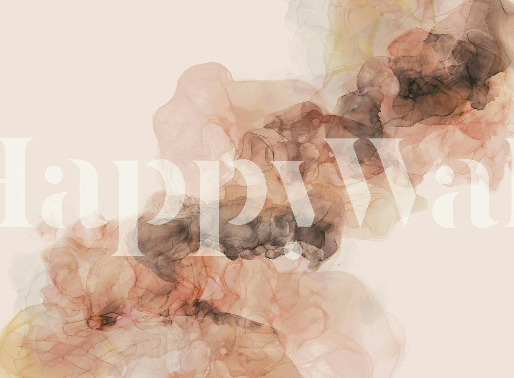 Peach Pastel Ink Texture Art in een kamer