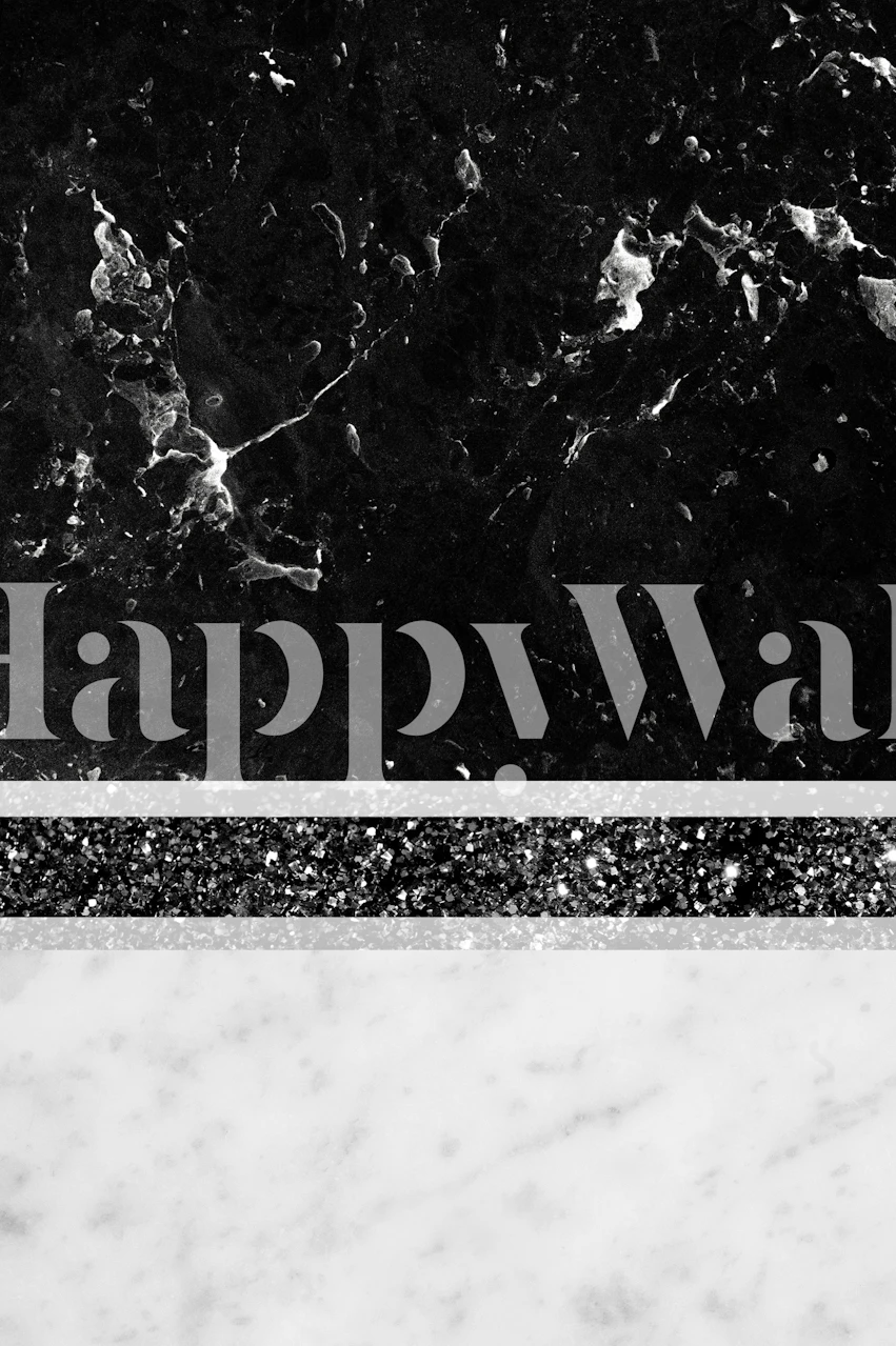 Black and white marble wallpaper in a room