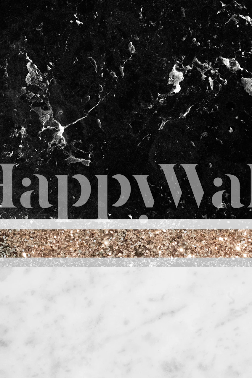 Black and white marble wallpaper with gold accents