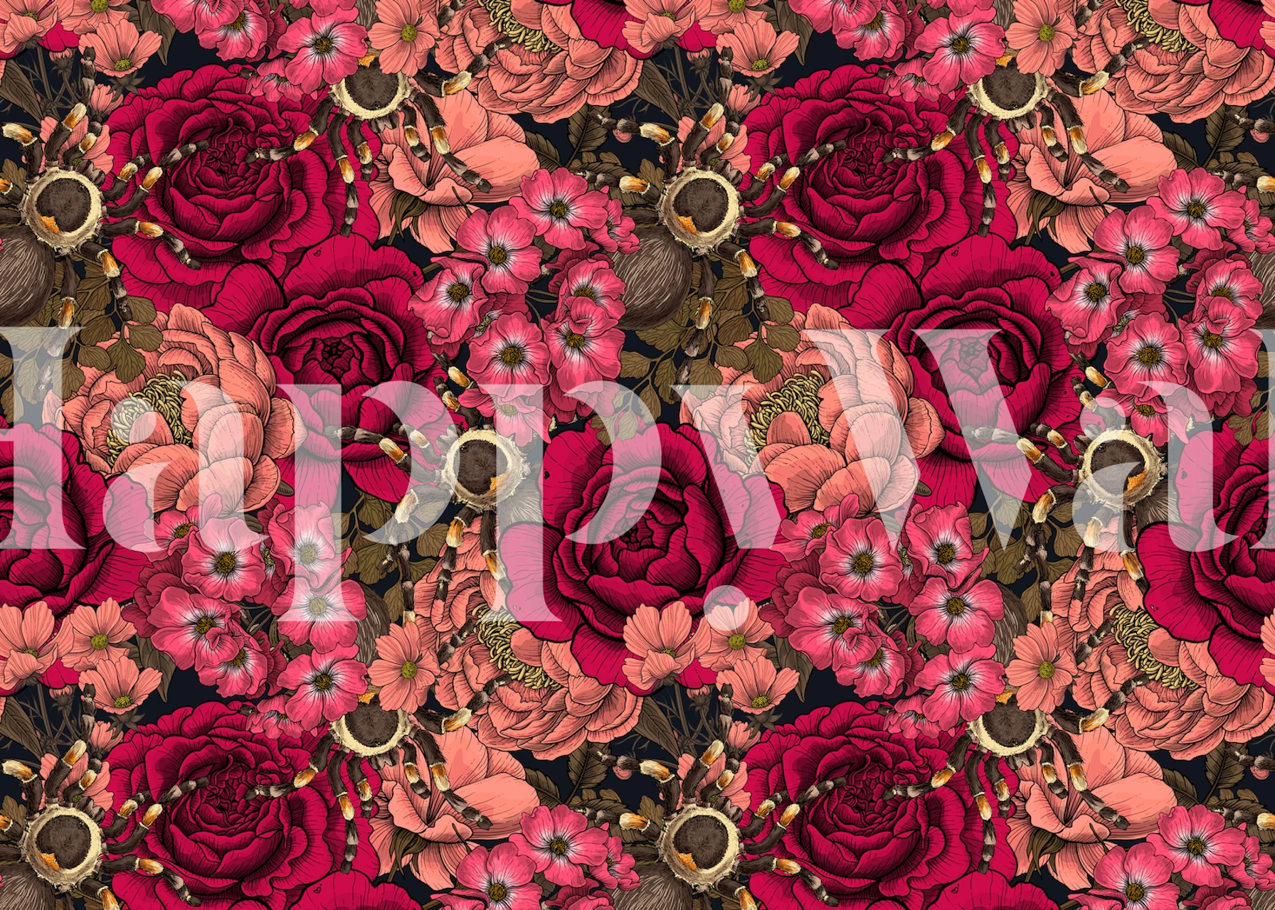 Tarantula garden 4 floral wallpaper in a room