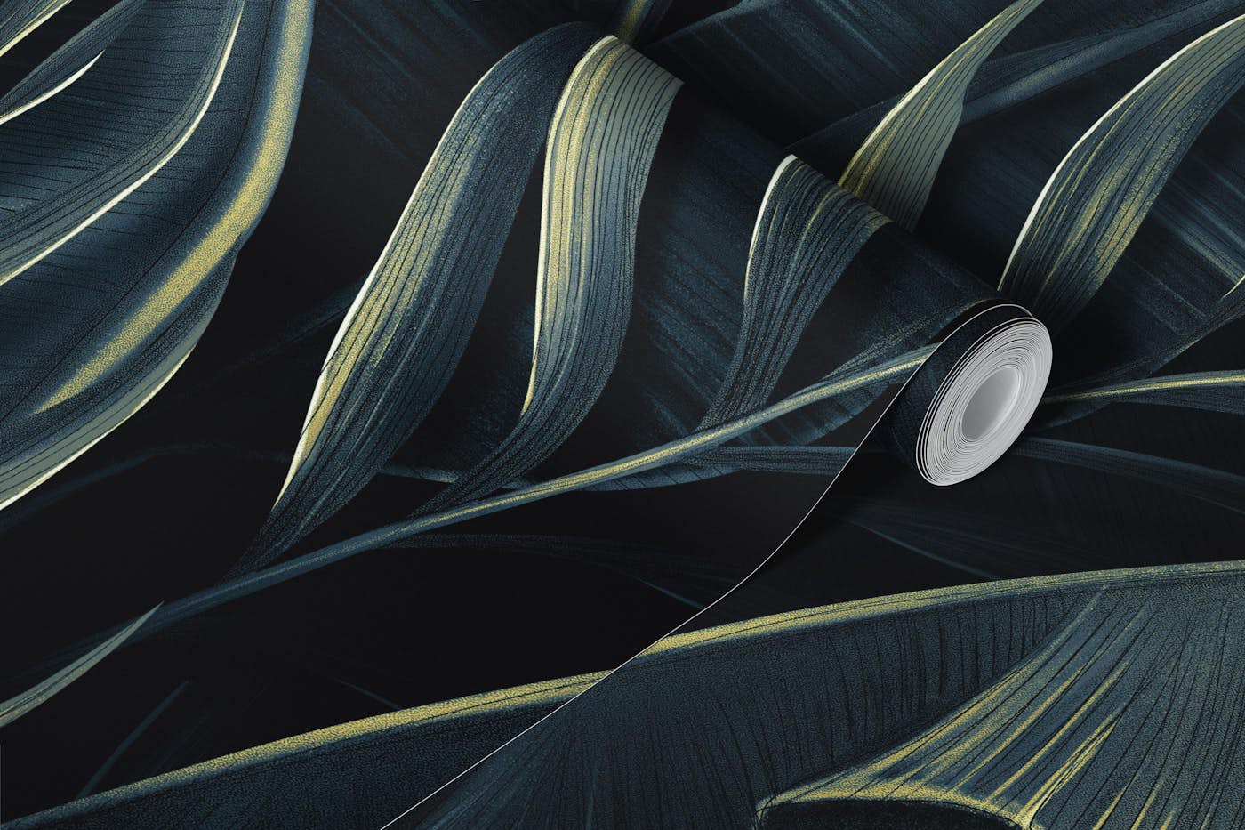 Dark tropical plants wallpaper roll