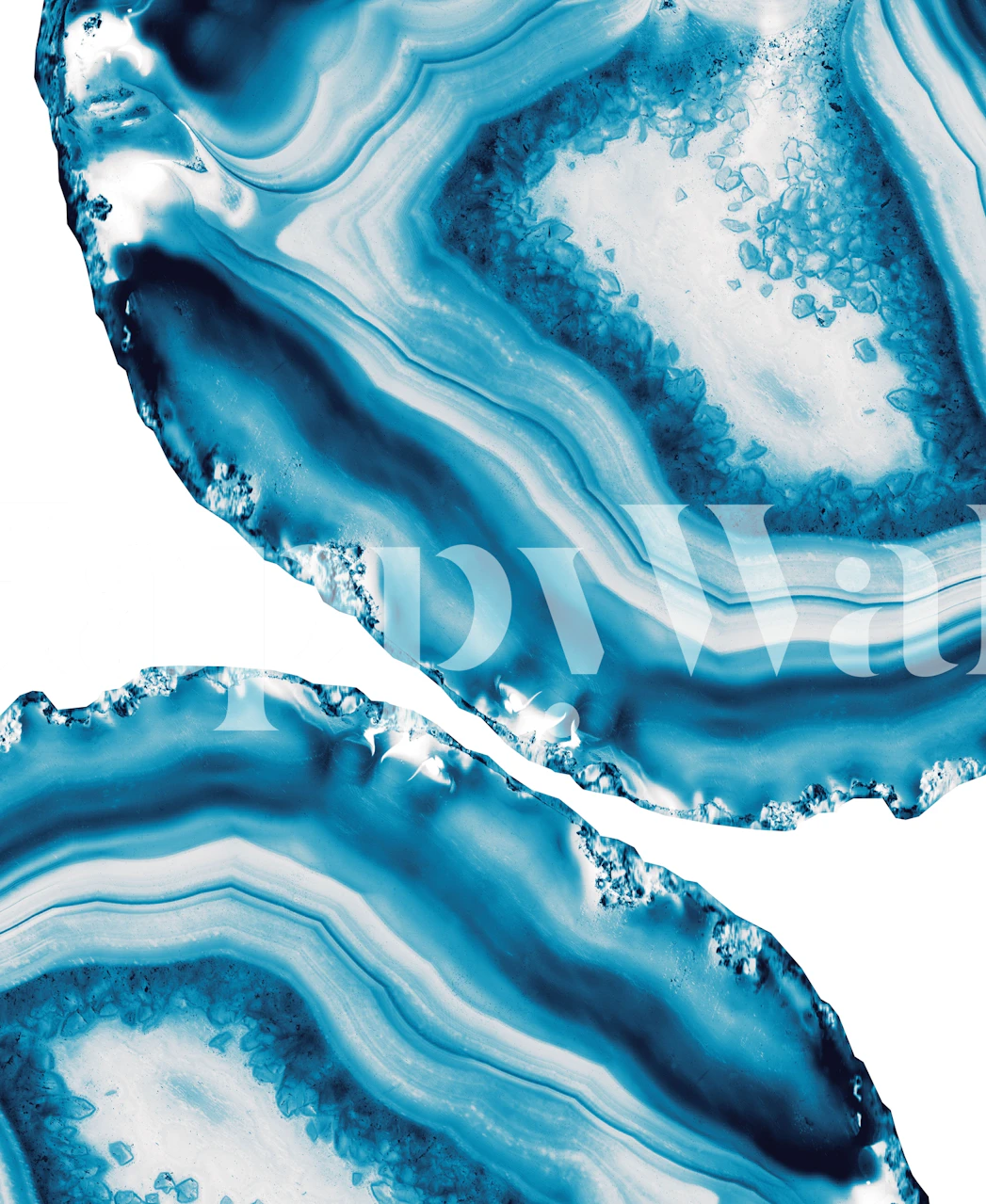 Geometric blue agate pattern wallpaper with deep blue and white hues