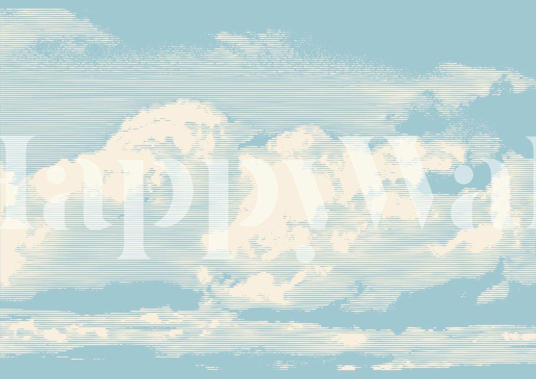 Retro blue clouds pattern wallpaper with soft pastel colors
