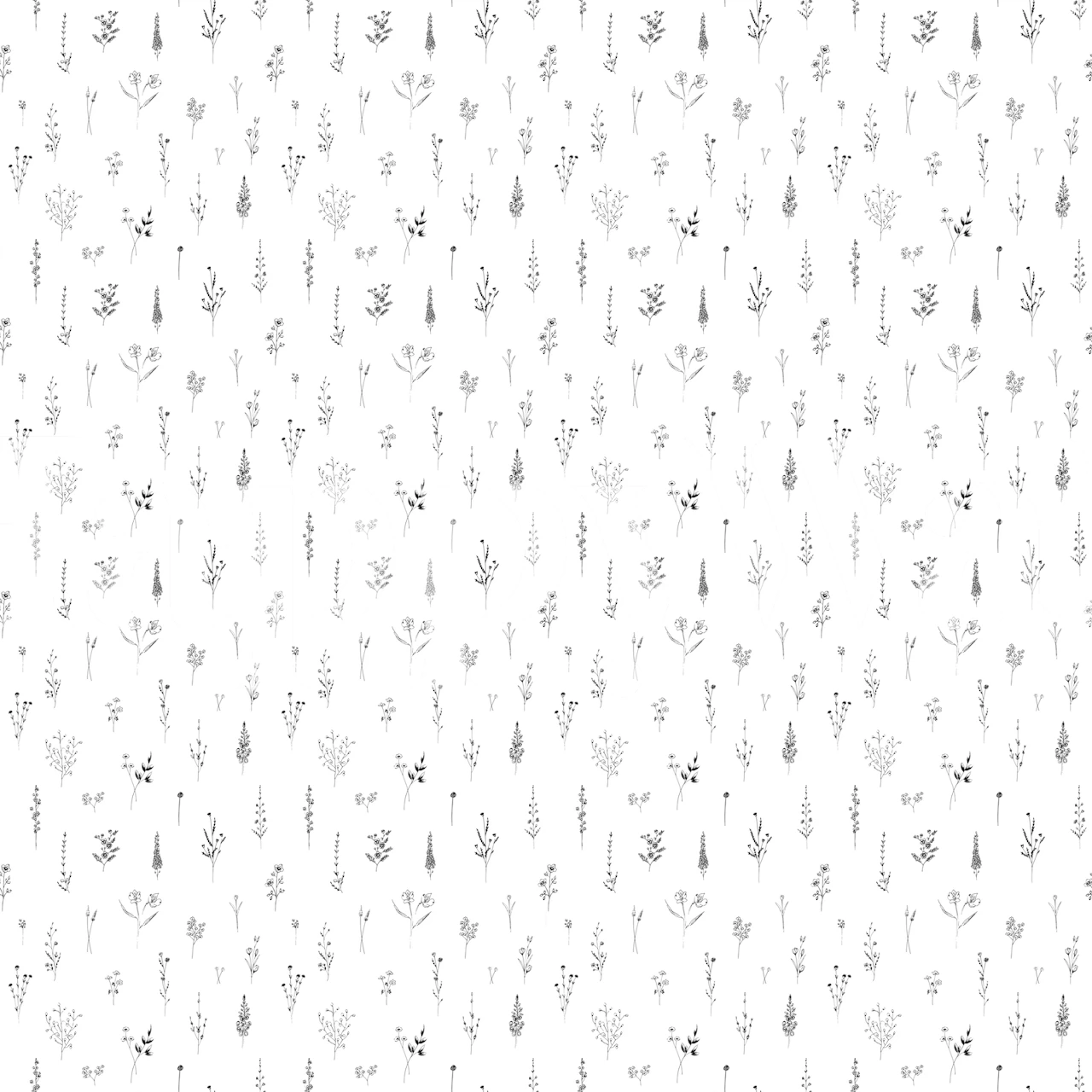 Witte wilde bloemen muurschildering met naadloos ontwerp