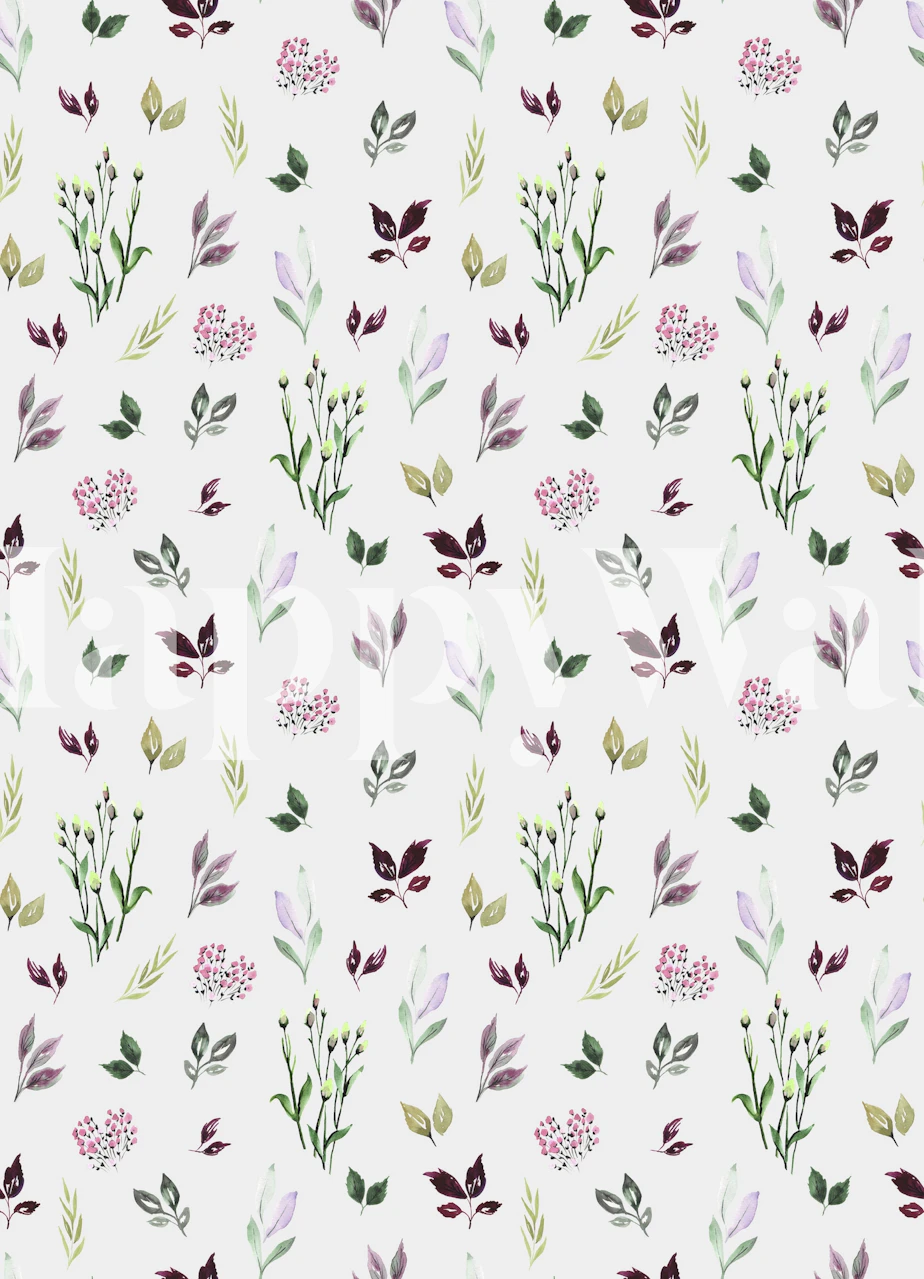 Mini Leaves Seamless Pattern wallpaper in una stanza