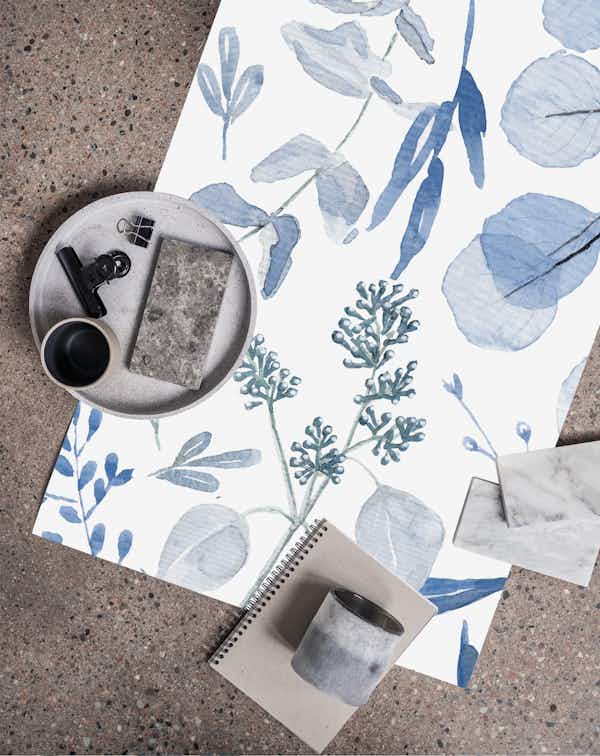 Blue Eucalyptus Seamless wallpaper roll