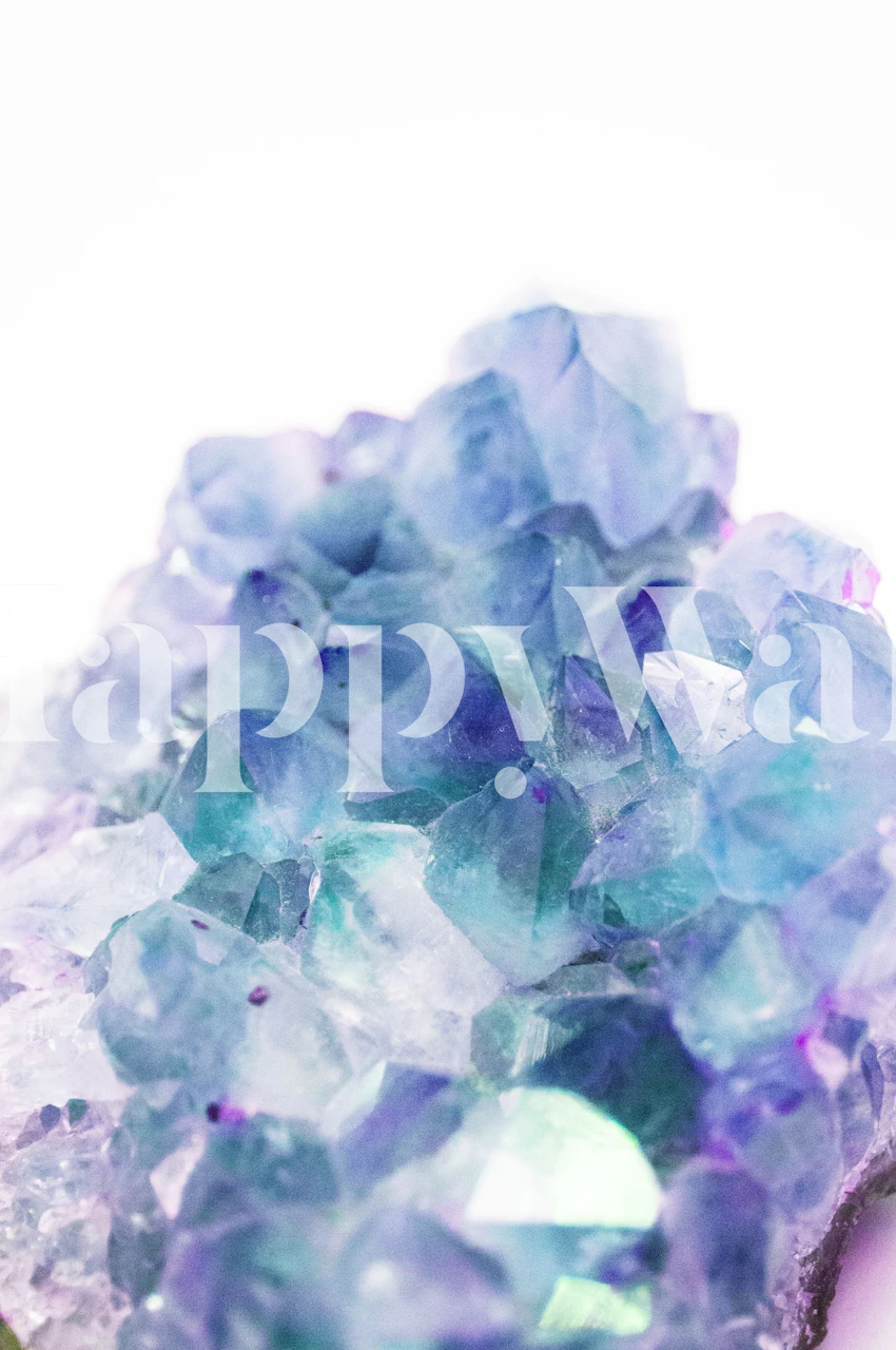 Iridescent quartz crystal wallpaper in a room