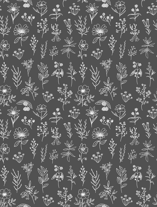 Seamless Grey LineArt Flowers