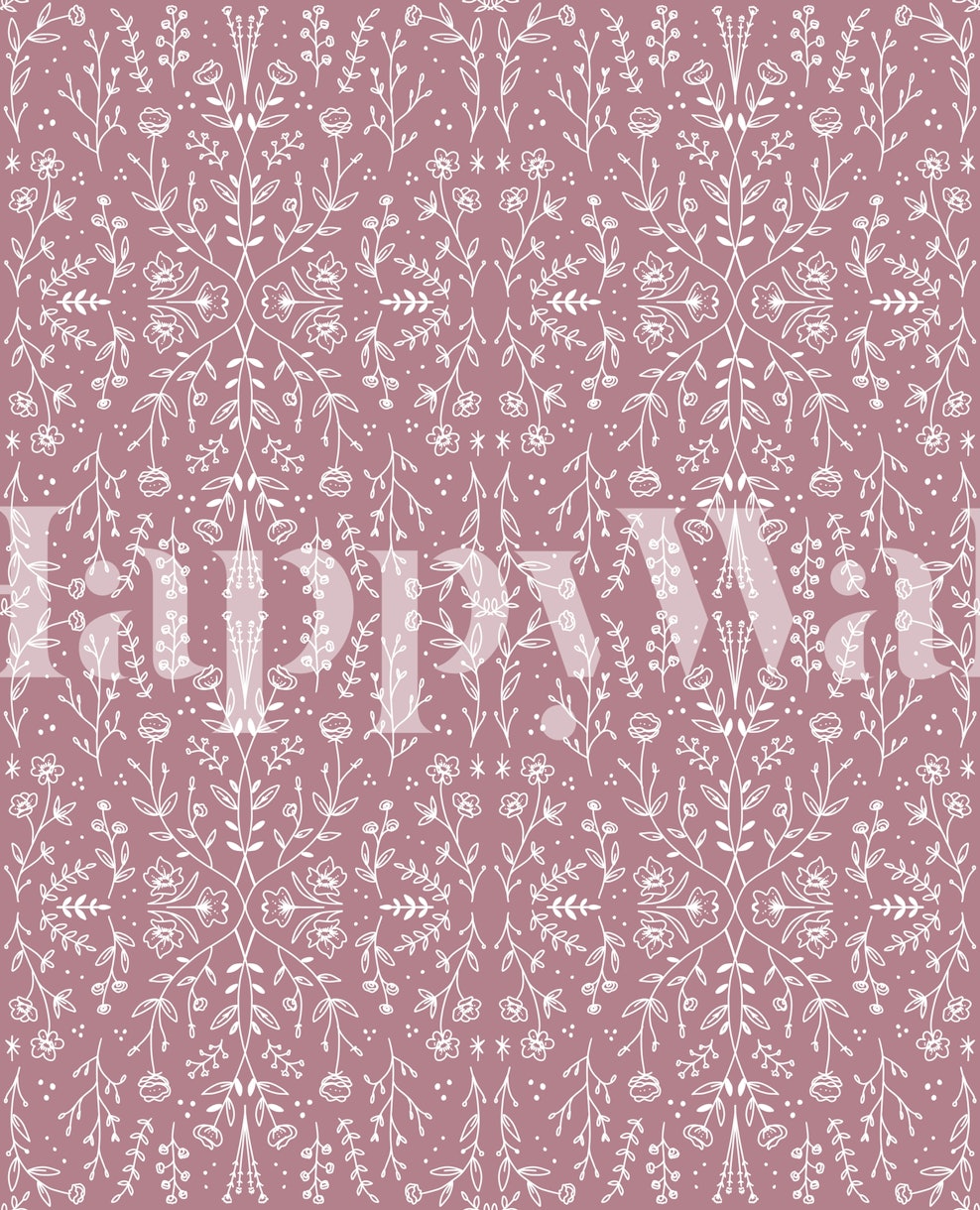 Mirrored Floral Pattern Pink Wallpaper Buy Online Happywall