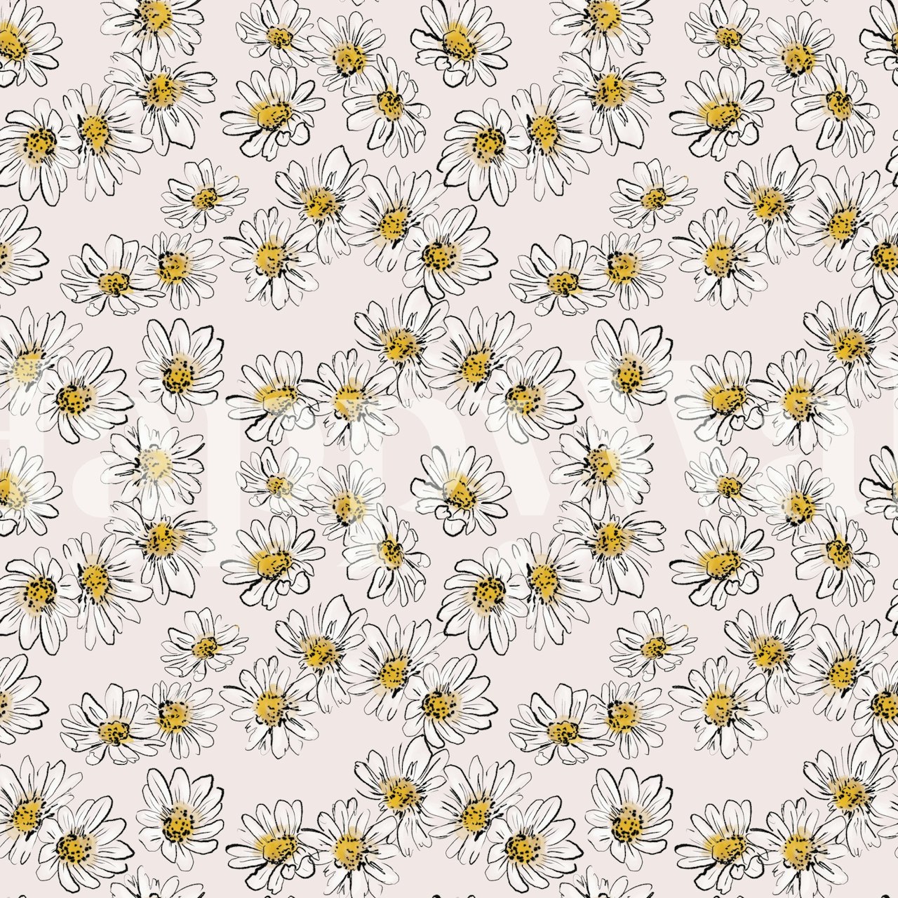 Pink daisies pattern wallpaper in a room