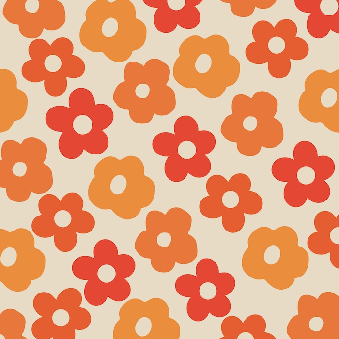 Retro Daisies 1970s Colors Wallpaper | Happywall