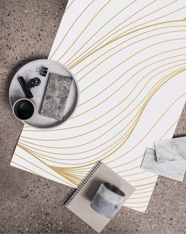 Gold line pattern wallpaper roll
