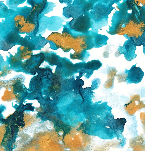 Aqua Teal Gold Abstract 1