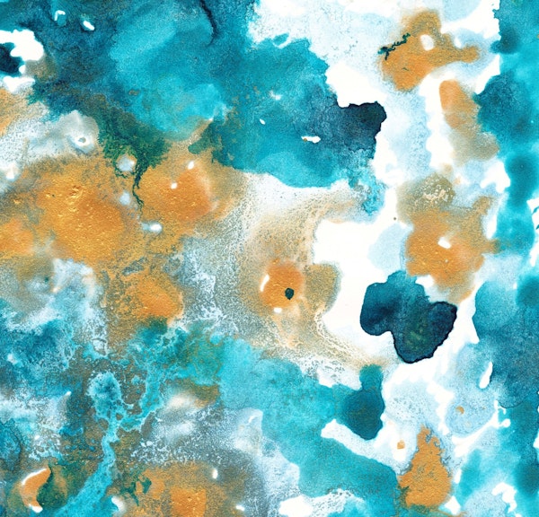 Aqua Teal Gold Abstract 2