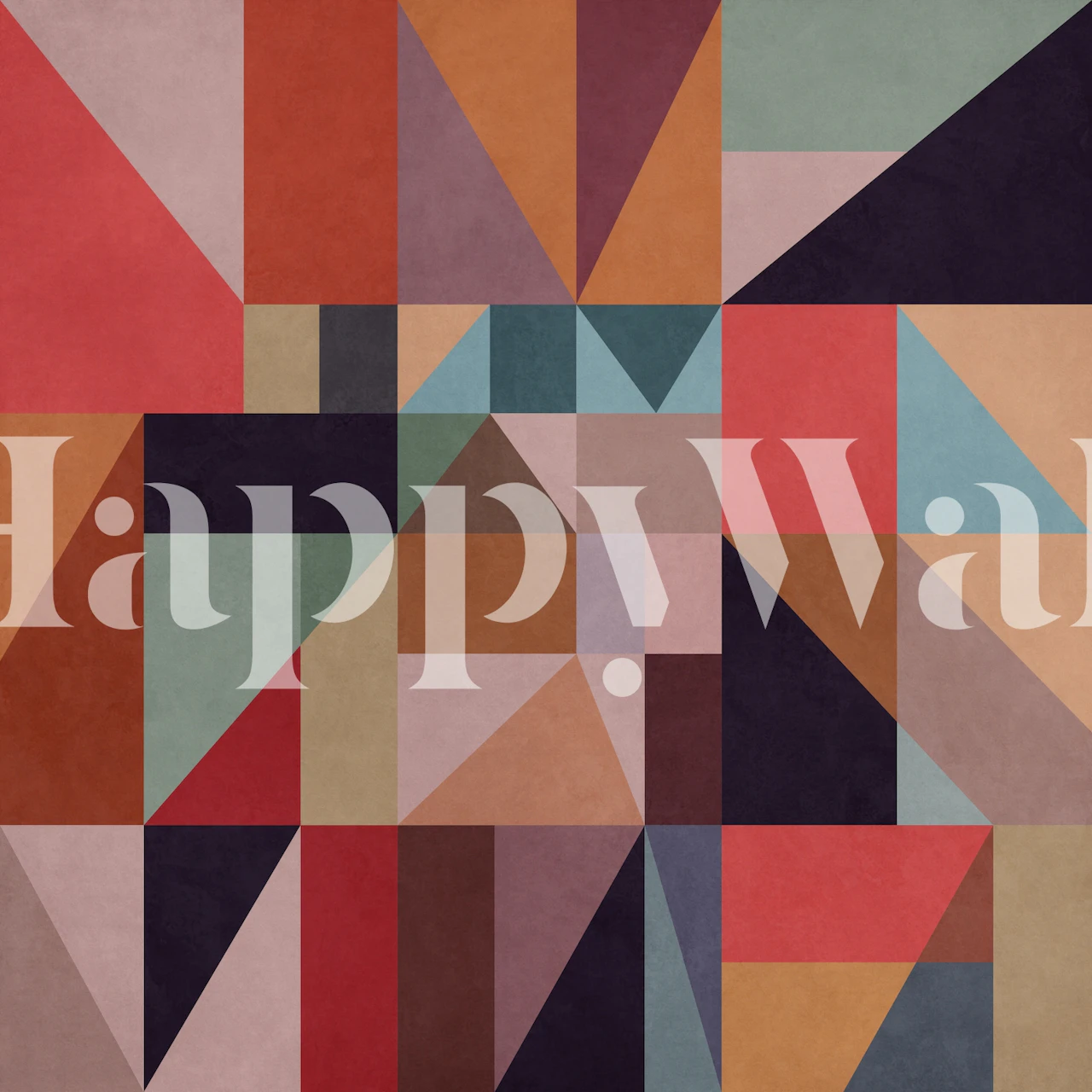 Colorful geometric shapes in various colors on wallpaper