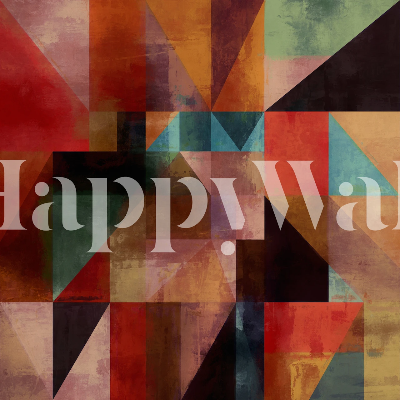 Geometric wallpaper design in a room