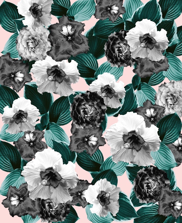 Black White Floral Garden 1