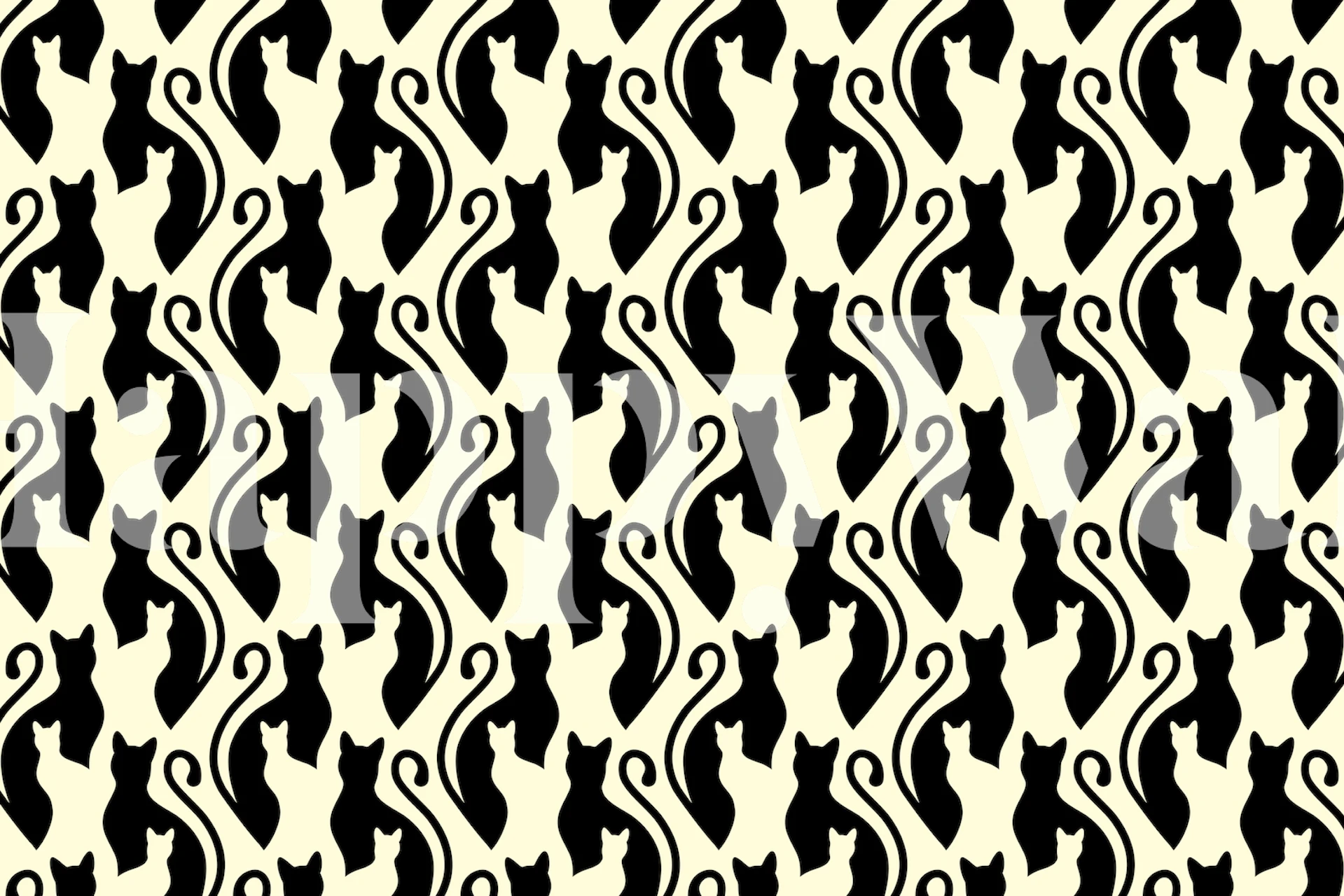 Black cat silhouettes against cream background wallpaper