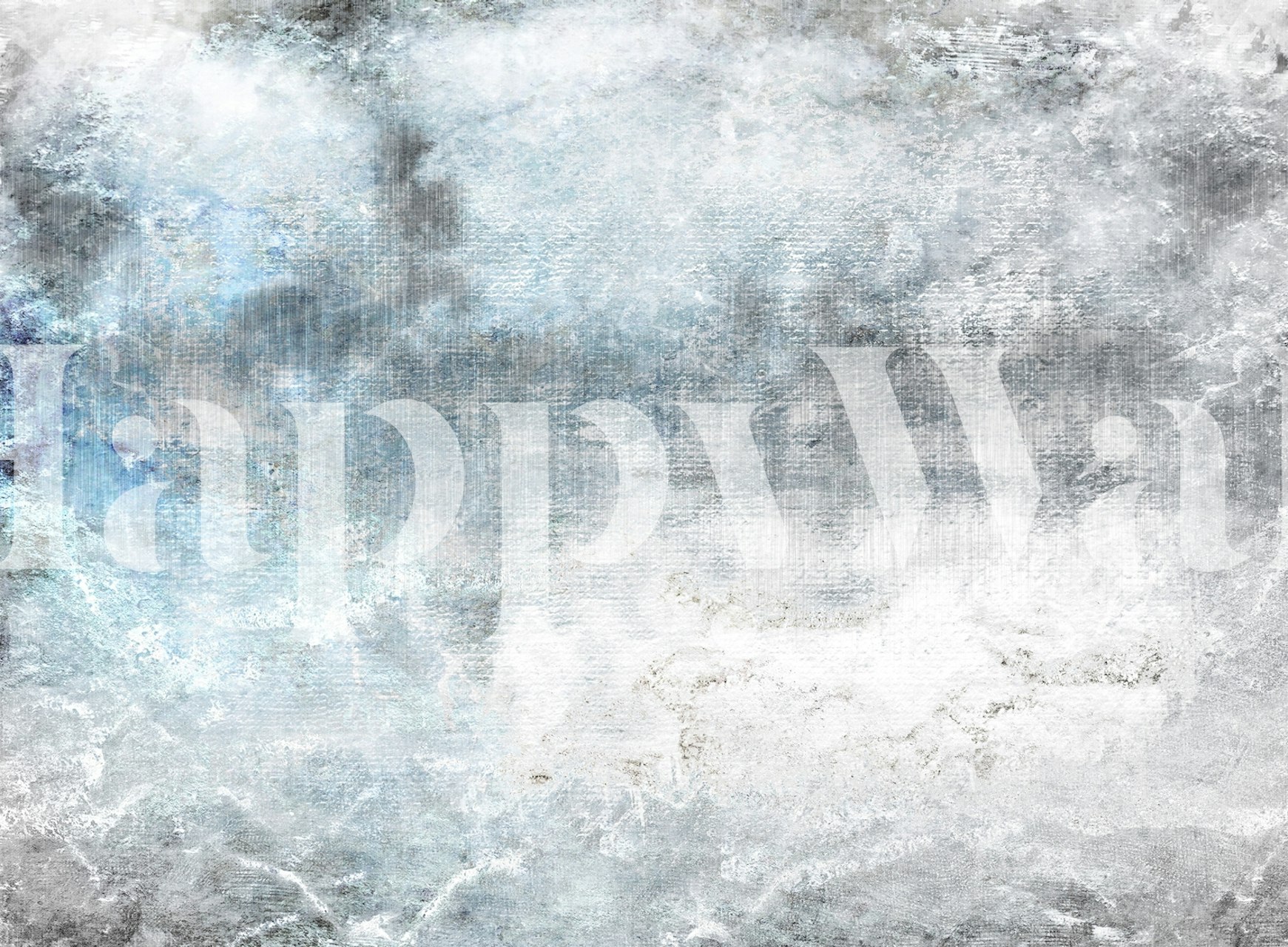 Frost inspired abstract wall mural with cool blue and white hues