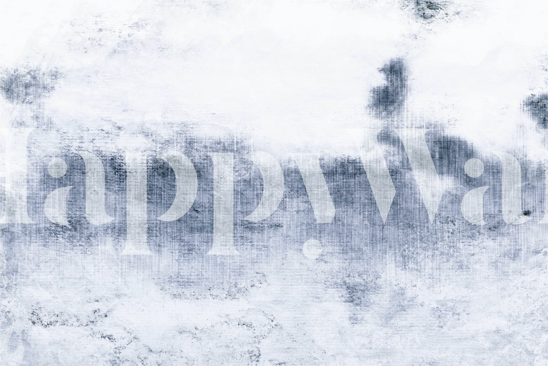 Muurschildering met abstract indigo en wit vorstpatroon