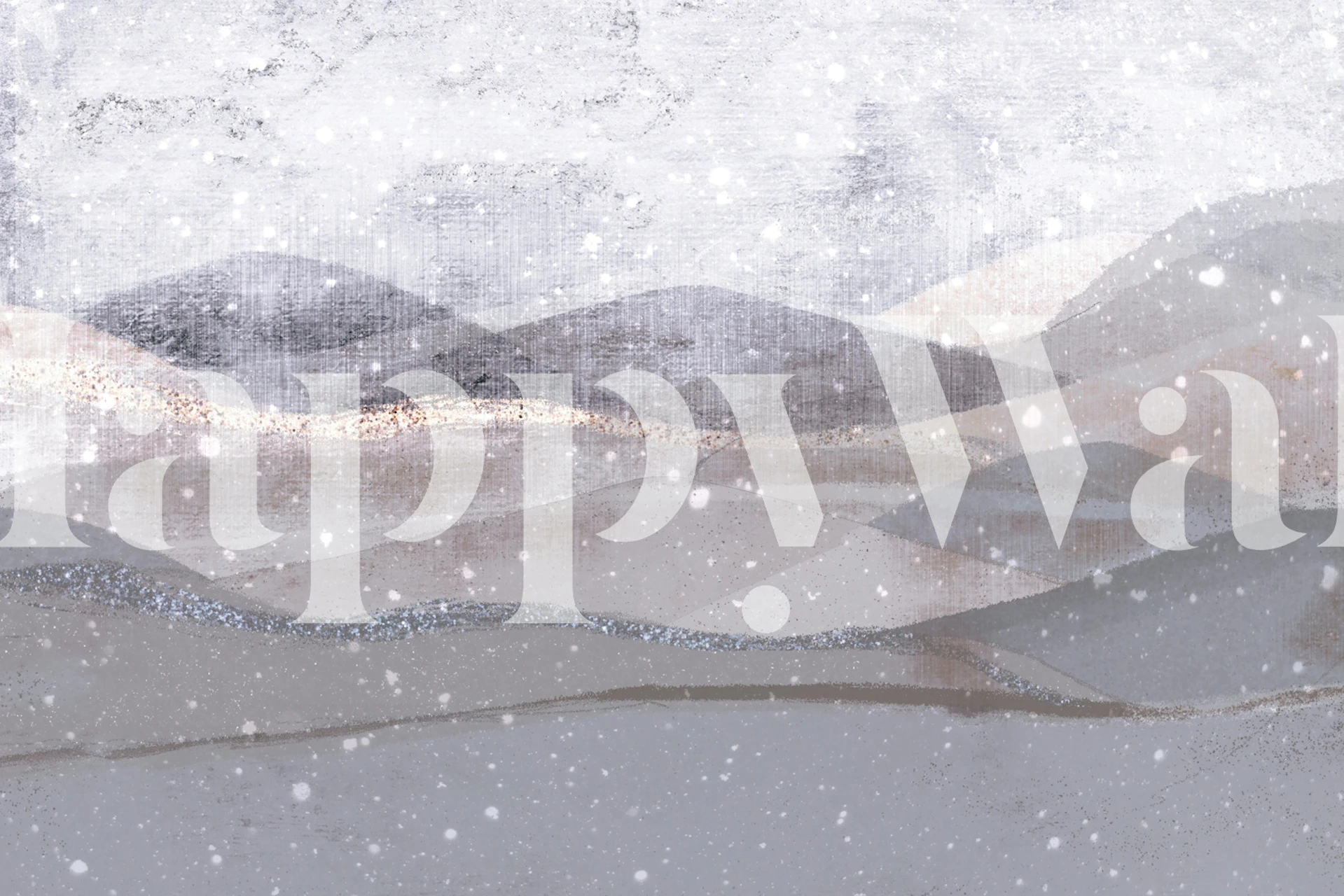 Winter Mountains behang in een kamer