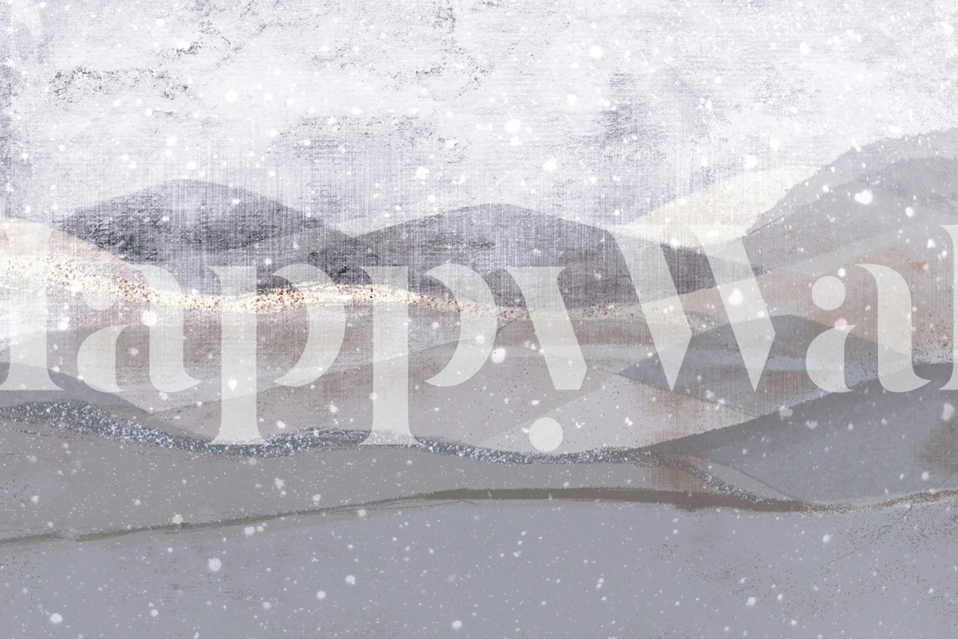 Snowy mountains landscape in gray tones wallpaper