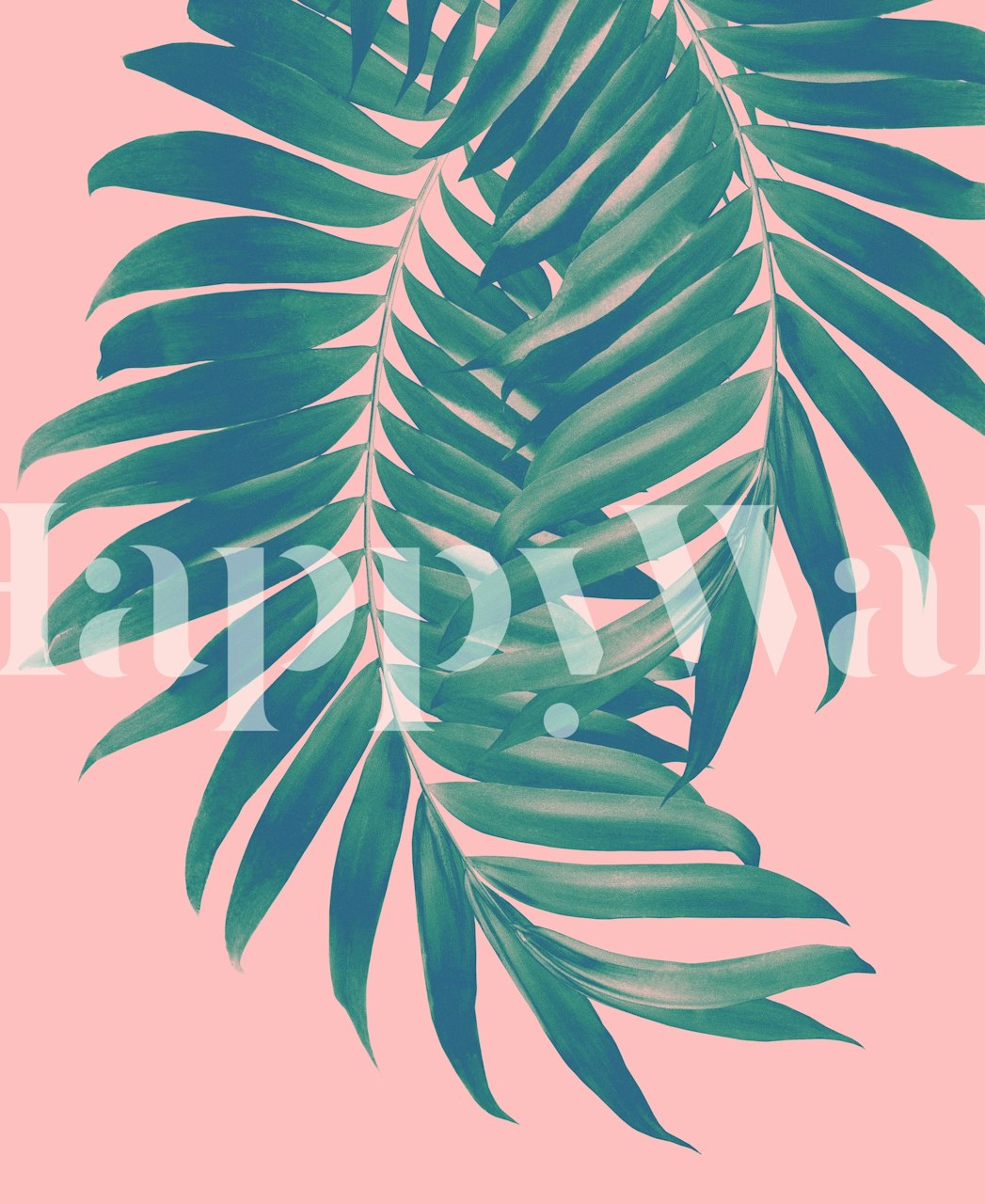 Tropical palm leaves on blush pink background wallpaper