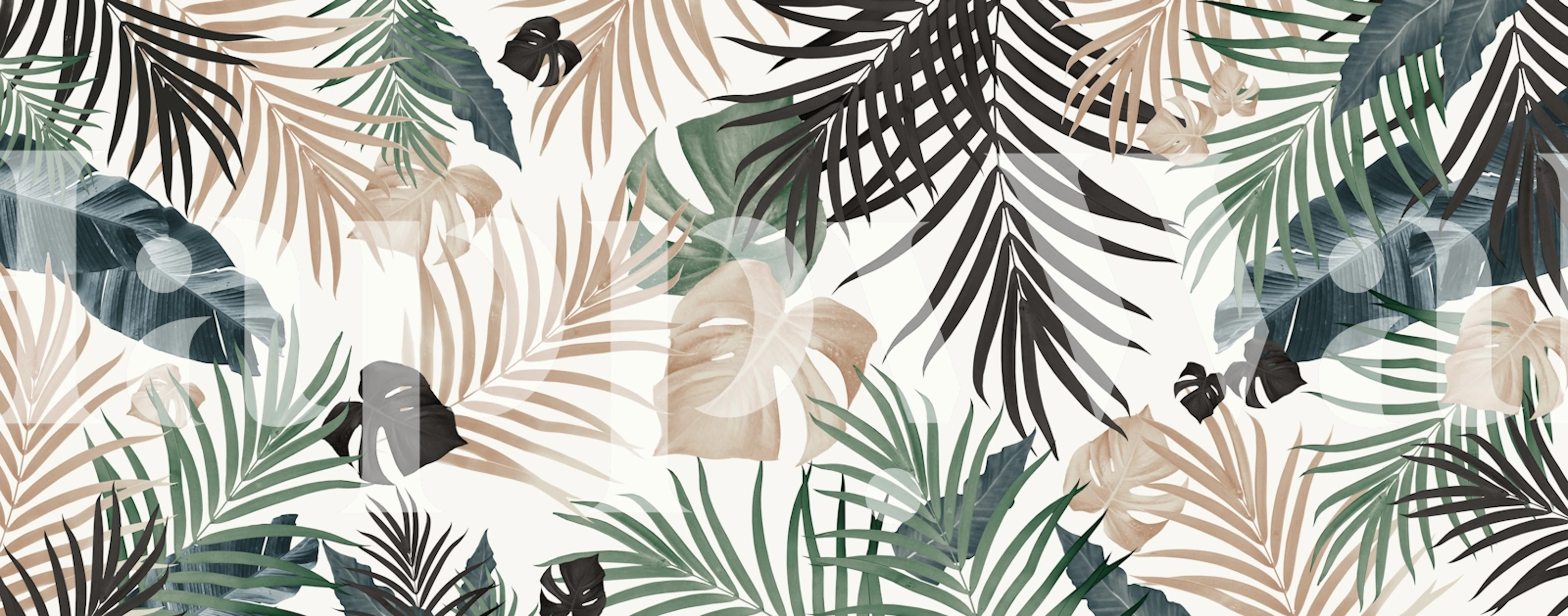 Tropische Pflanzen in sanften Farben auf hellem Hintergrund, botanisches Wallpaper