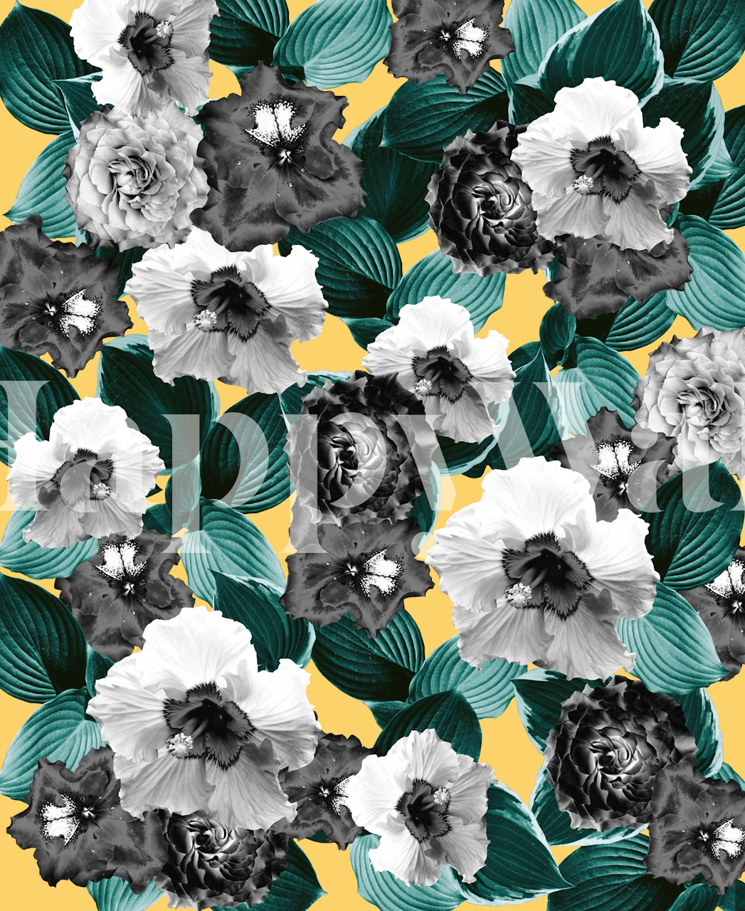 Floral tapet i et moderne rom