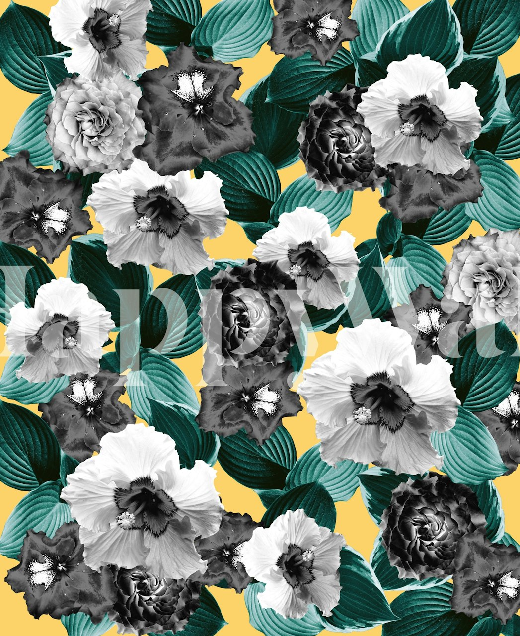 Cvjetni zidni papir u modernoj sobi