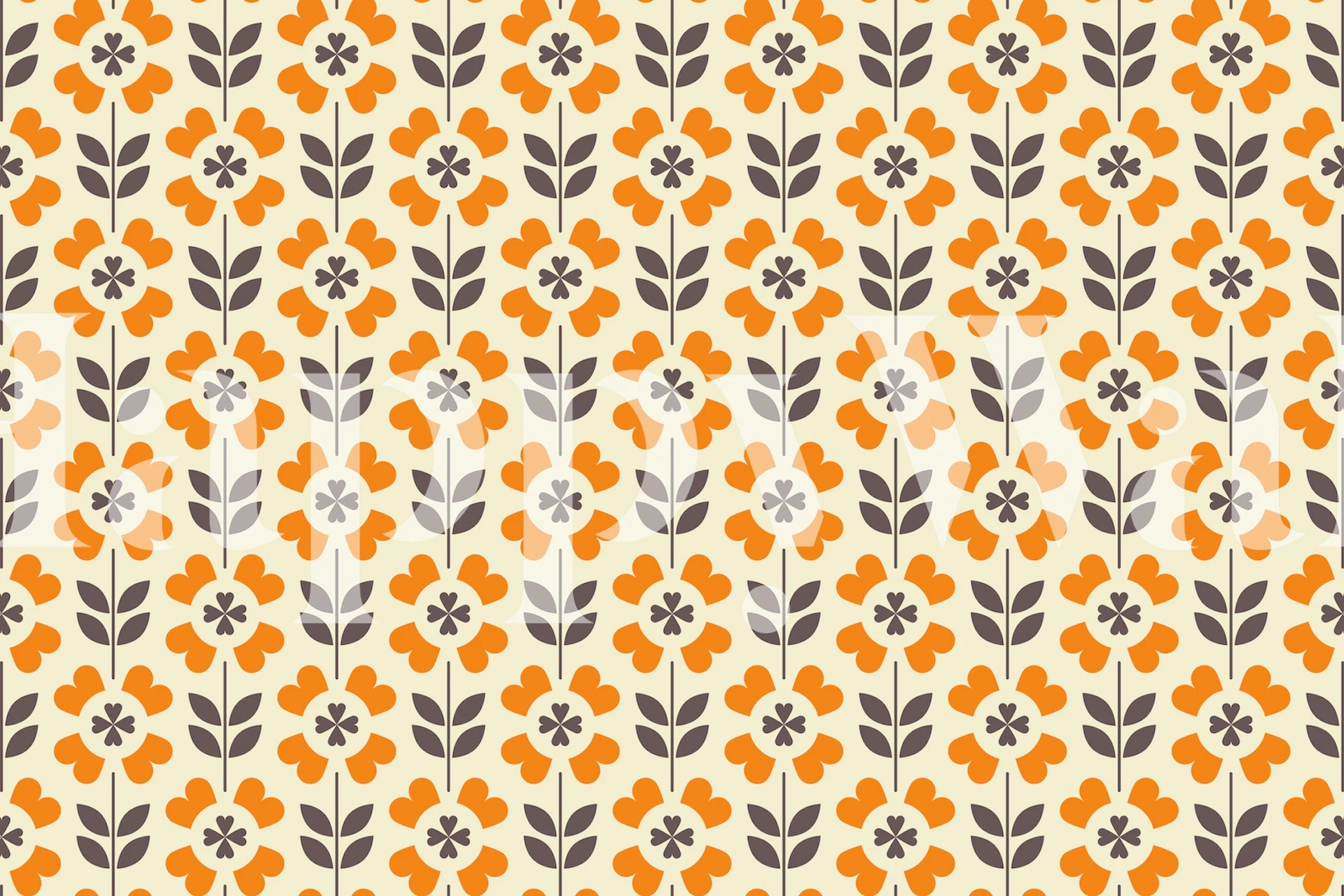 2100 Retro flowers yellow tapeta w pokoju