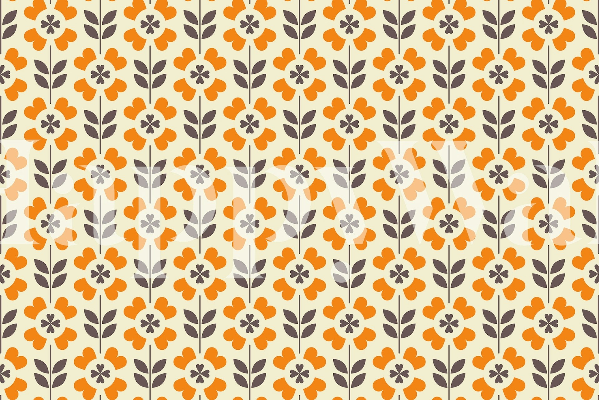 2100 Retro flowers yellow tapet i et værelse