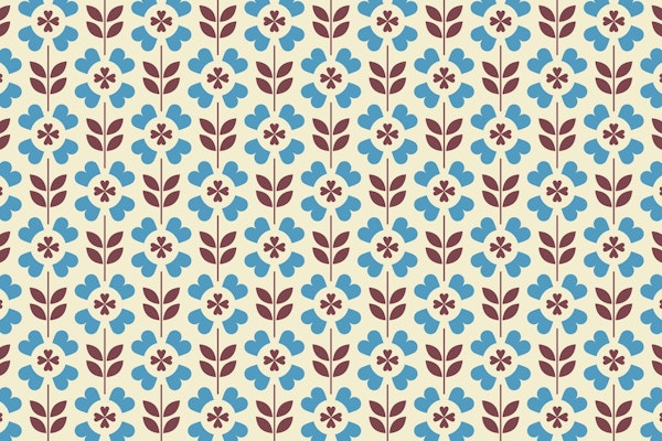 2101 Blue retro flowers