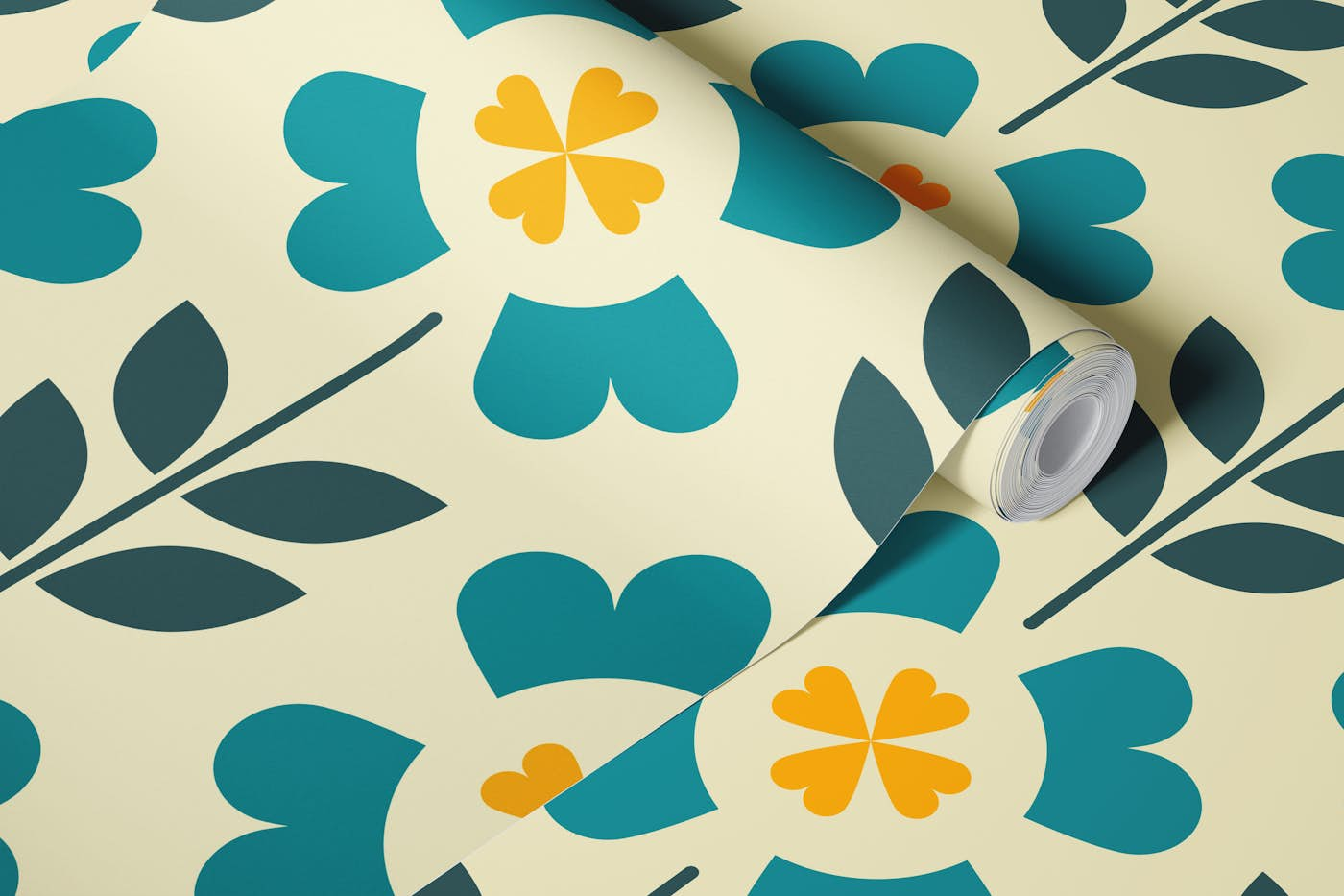 2103 Retro flowers garland wallpaper roll