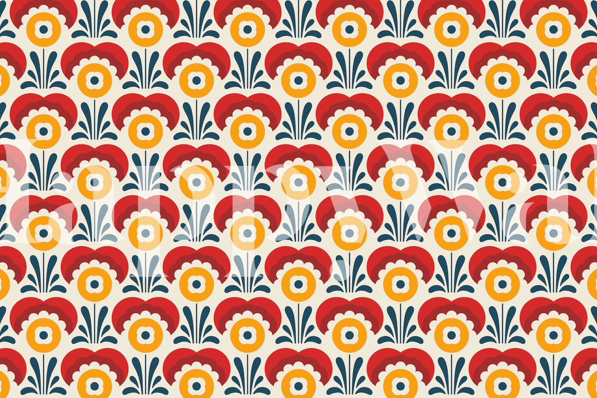 2111 Scandi flowers red i et rom