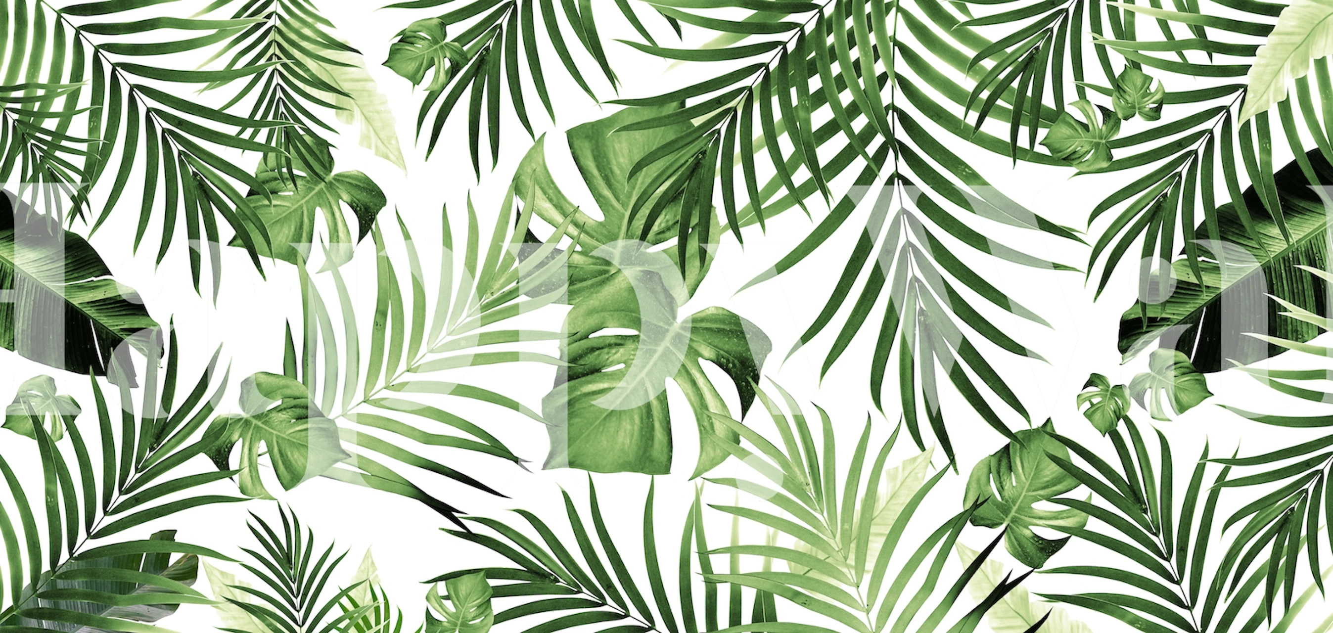 Lush green tropical leaves pattern wallpaper