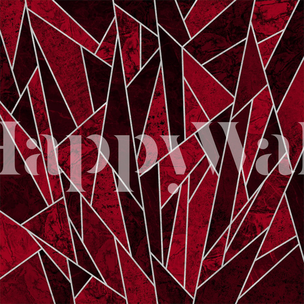 Shattered Red Ruby Mosaic wallpaper in a room