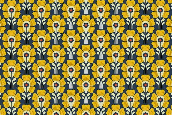 2124 Yellow retro flowers