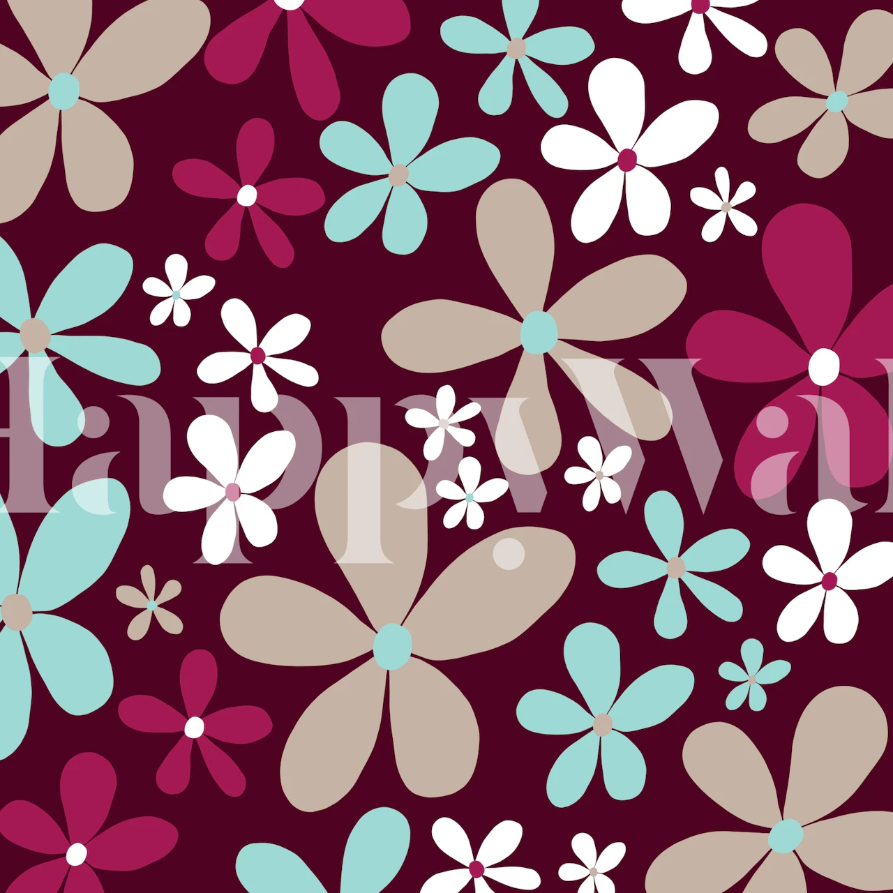 Retro Spring Daisies 7 wallpaper in a room