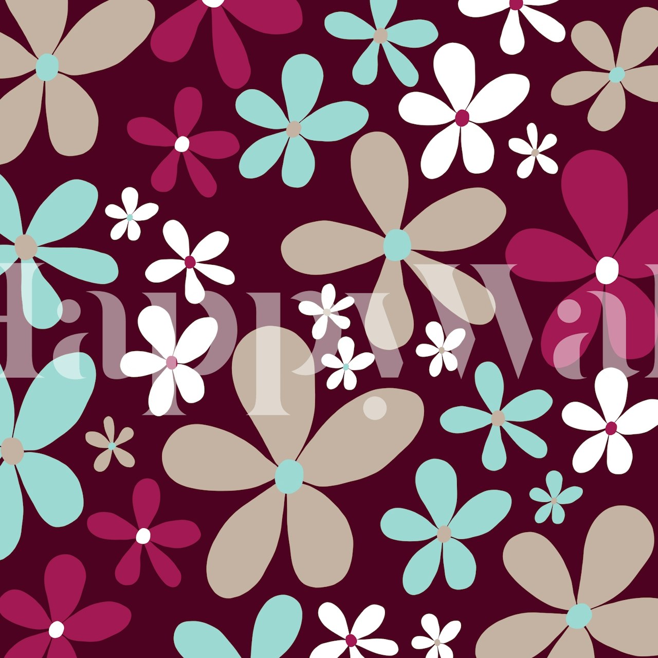 Papel de parede Retro Spring Daisies 7 em um quarto