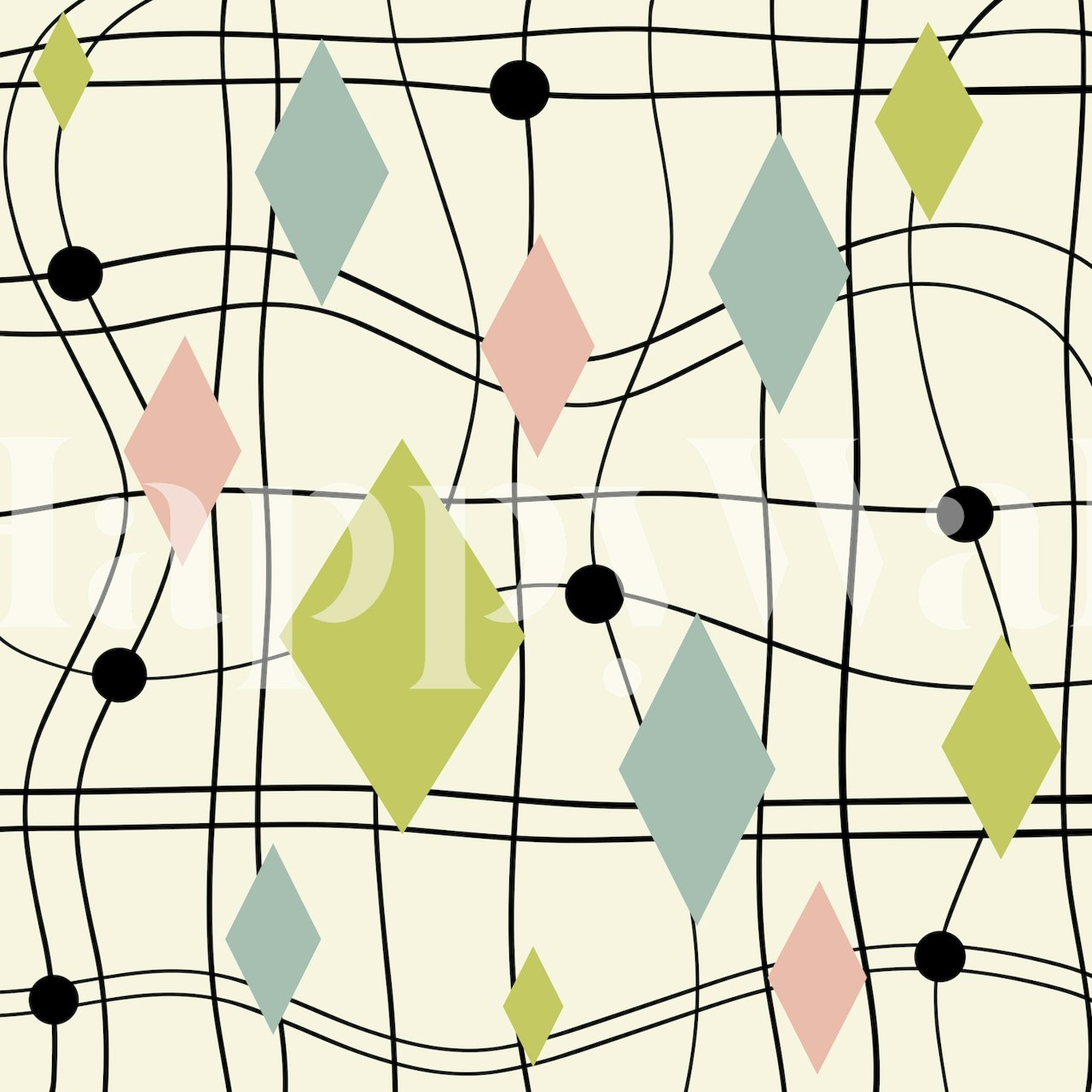 Geometric diamond pattern in pastel colors on cream background wallpaper