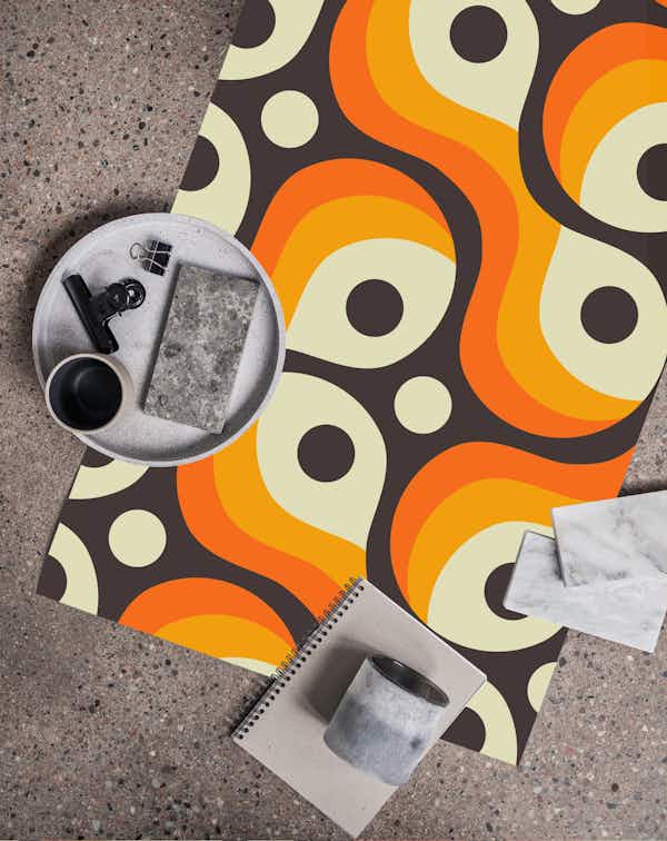 2202 Orange retro pattern wallpaper roll